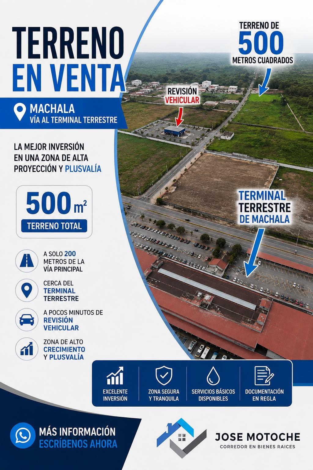 TERRENO EN VENTA DE 500M2 EN MACHALA